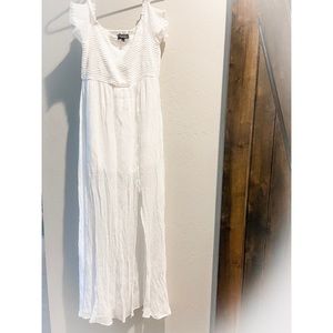 Aakaa Off Shoulder White Maxi Dress